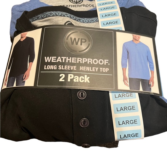 Weatherproof Men’s Long Sleeve Henley Tops 2 Pack - Picture 4 of 4